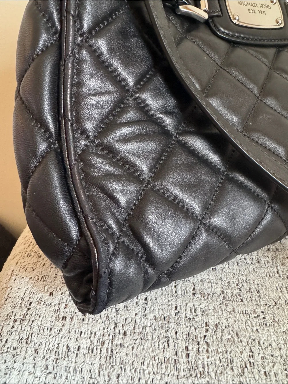Small Michael Kors Black Quilted Leather Satchel